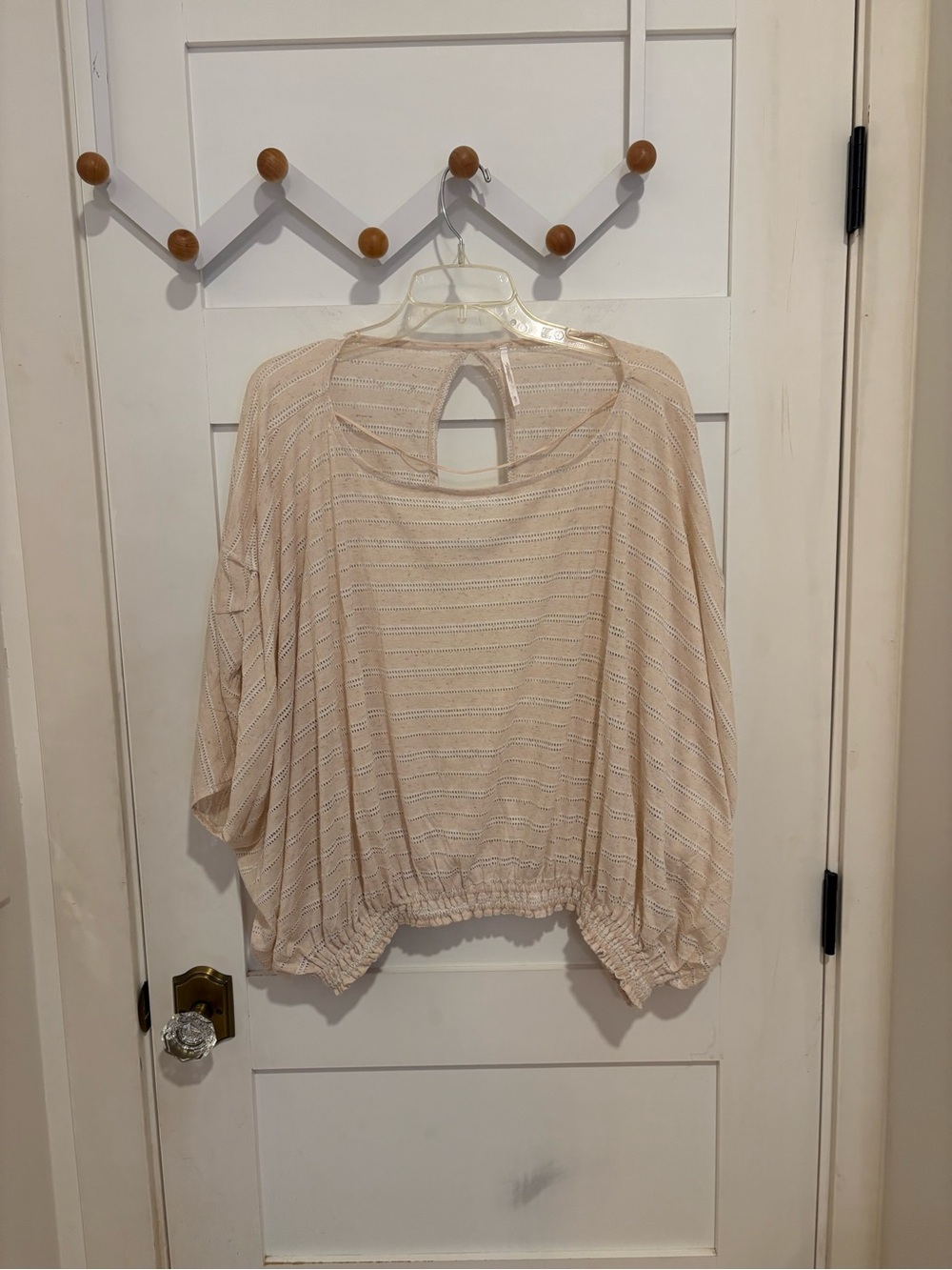 Free People Cream Striped Dolman Sleeve Blouse